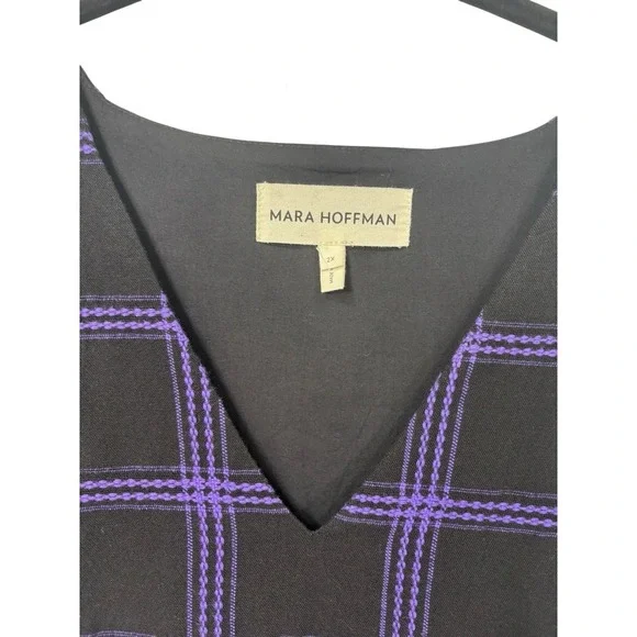 Mara Hoffman Aviva Dolman Sleeve Midi Dress Penny Plaid Womens‎ Size 2X - Picture 6 of 8